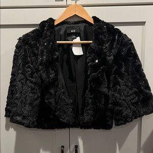 BCX Women's Shimmering Black Black Teddy Jackets Size M EUC